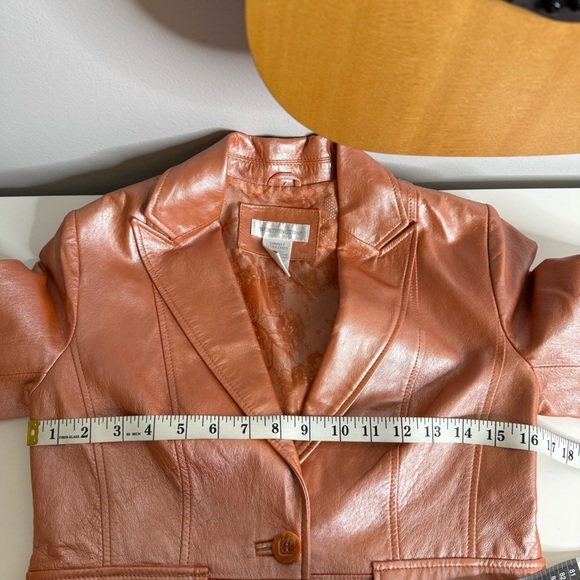 Vintage Orange Iridescent 100% leather Blazer XSmall - Worthington - Picture 8 of 8